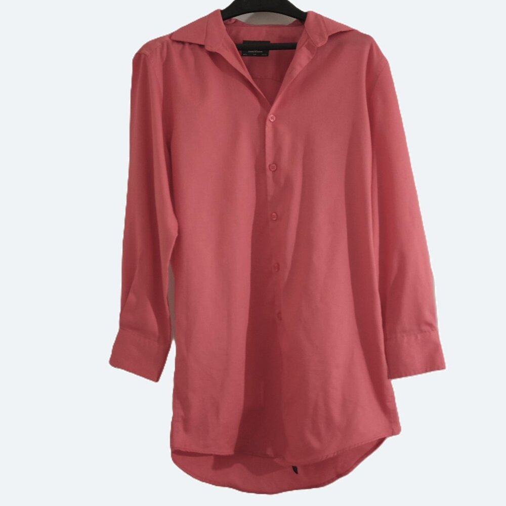 Bellissimo coral modern fit cotton blend Sateen shirt size S 14.5"